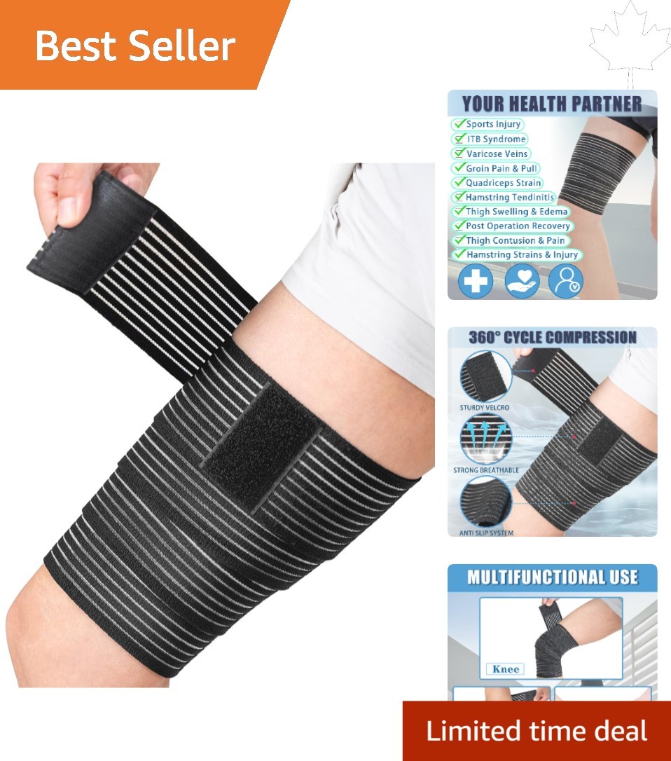 Versatile Thigh and Calf Compression Band for Injury Support – Black, 1 Pcs