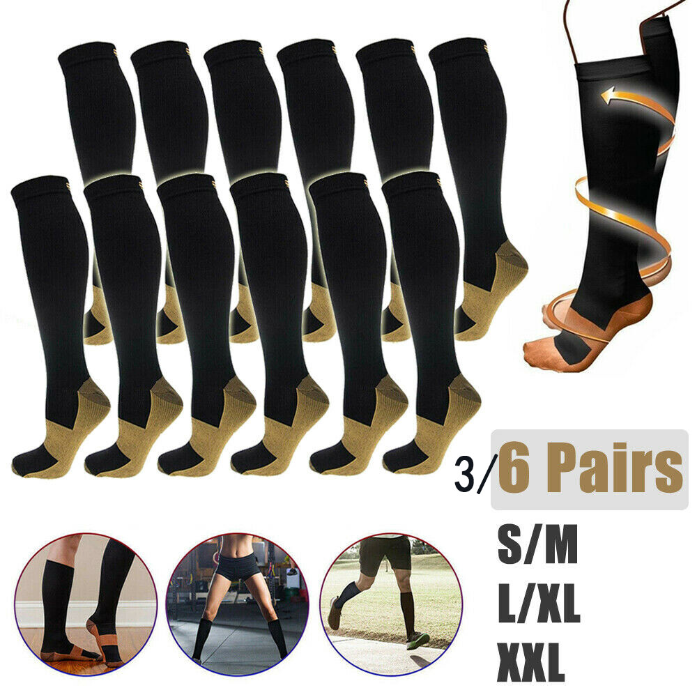 6pairs Compression Socks Women Men 20-30Mmhg Extra Wide Calf Knee High plus Size