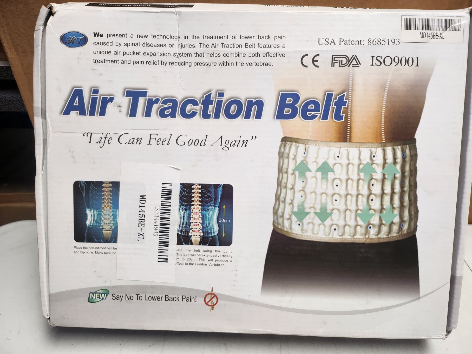 Spinal Air Decompression Belt Brace Disc Traction System XL 40-46