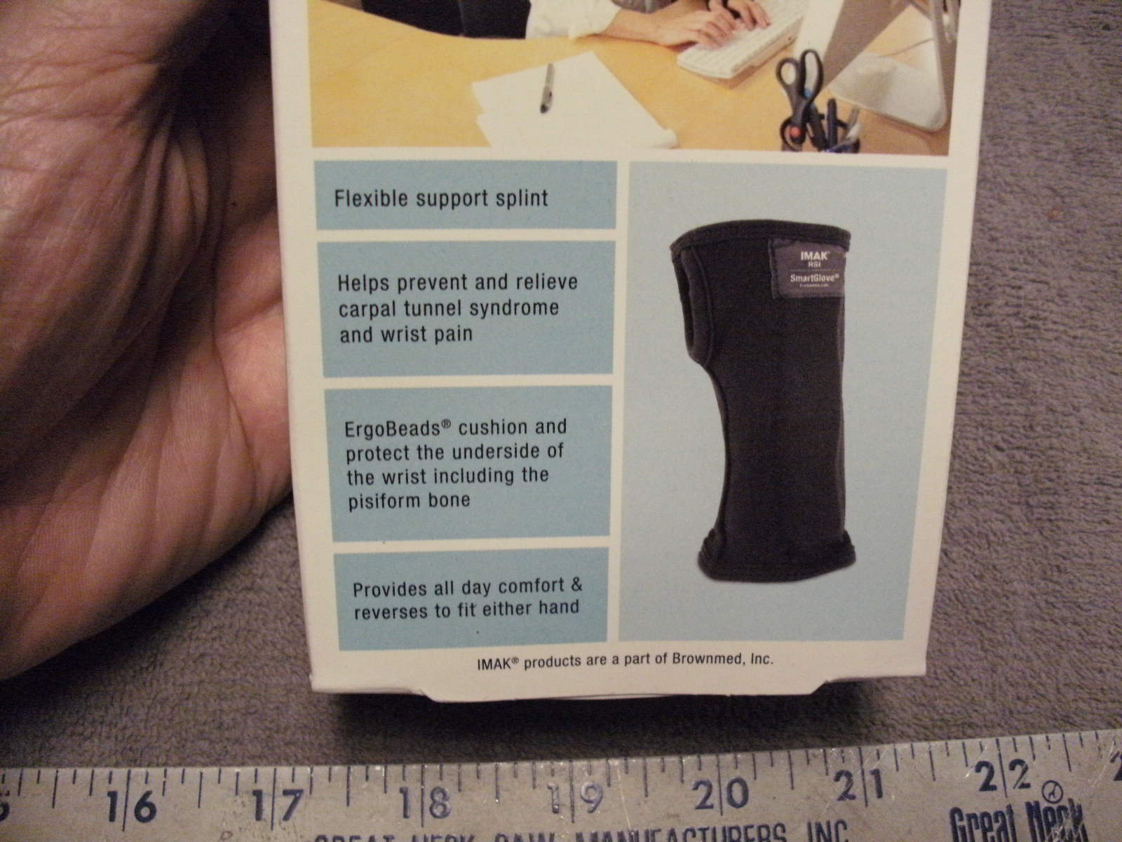 Imak RSI SmartGlove, Flexable Support Splint, Size Large, new unused cond in Box
