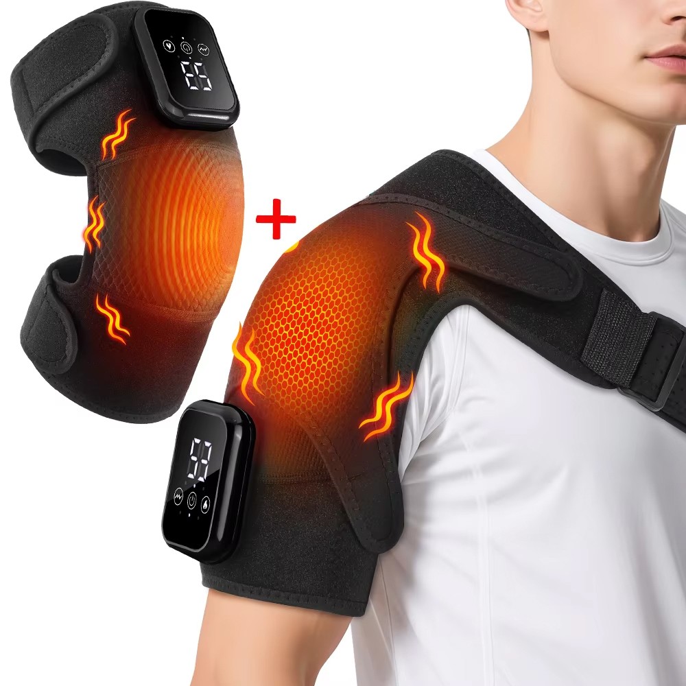 Cordless Heated Shoulder Massager Brace with Vibration Therapy Joint Pain Relief
