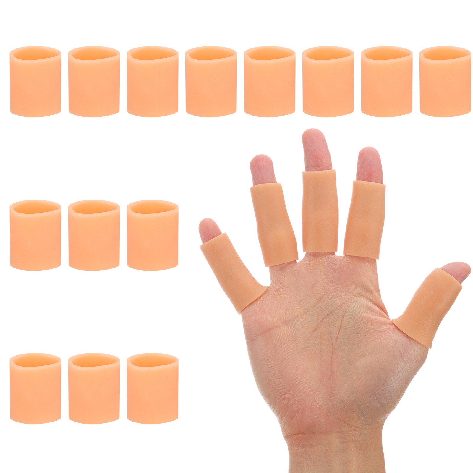 14 Pcs 1.6″x0.59″ Gel Finger Cots Silicone Finger Protector Support Beige