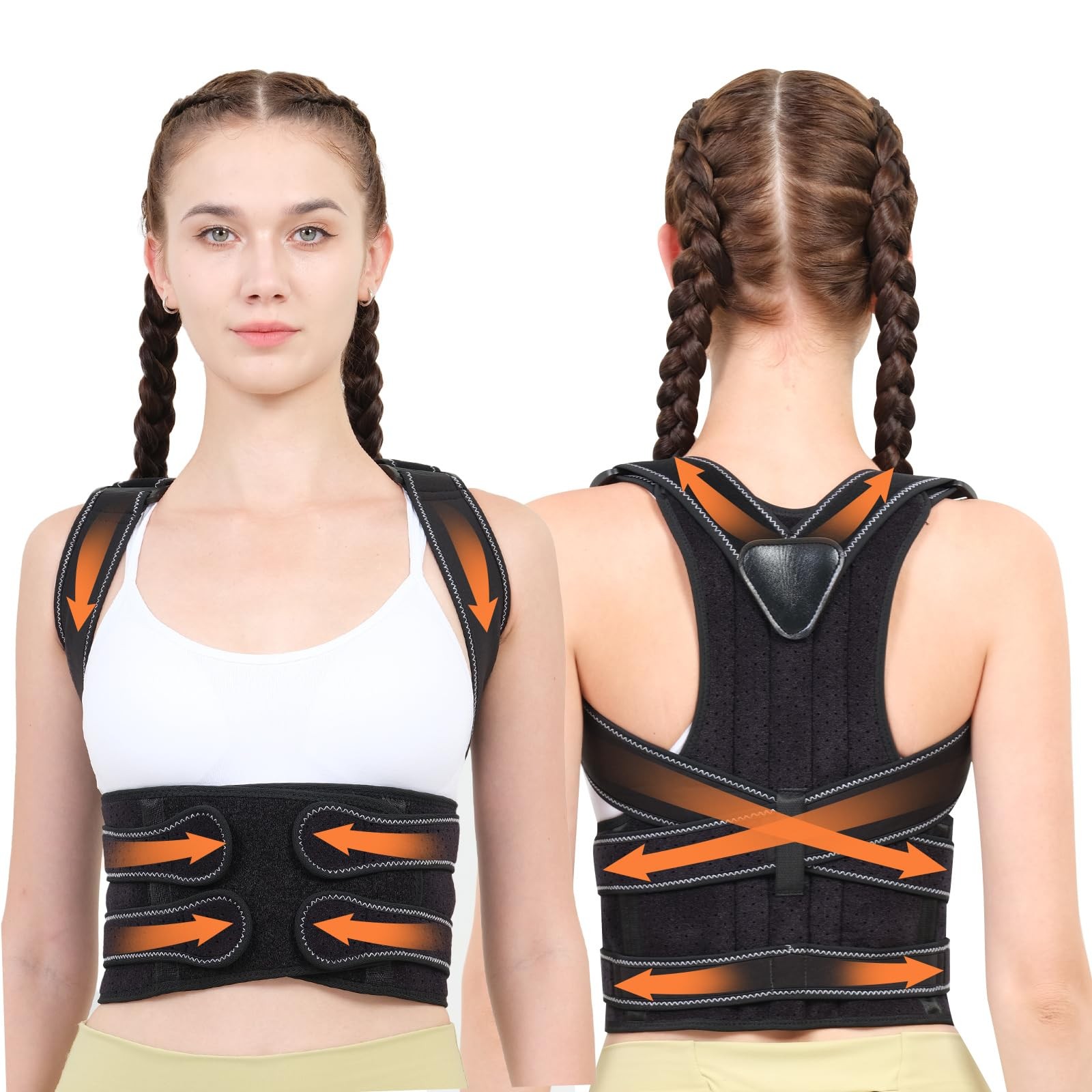 BAREKE Back Brace Posture Corrector for Women and Men: 2-in-1 Small, black