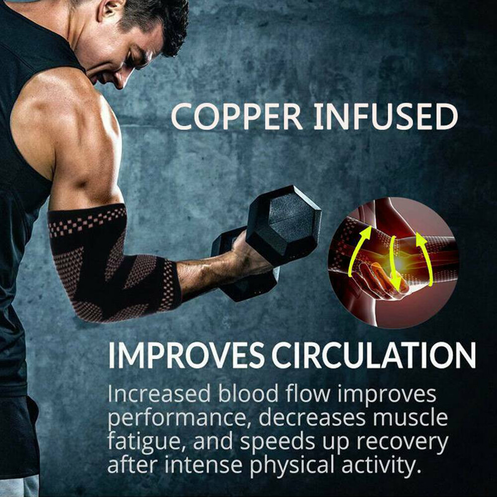 Copper Tennis Elbow Pad Brace Support Compression Sleeve for Arthritis Arm Pain