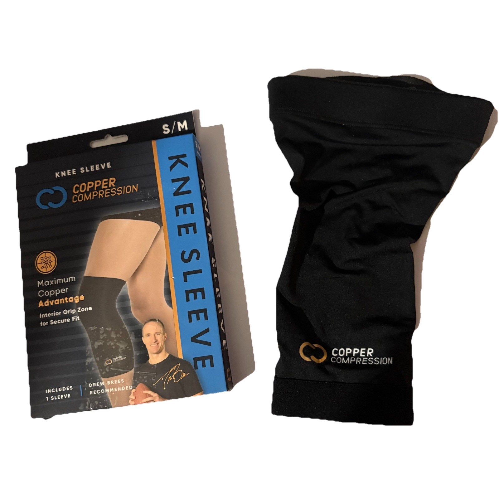 Knee Sleeve Copper Compression S / M 18.5” – 23.5” Tendinitis, Runners Knee Pain