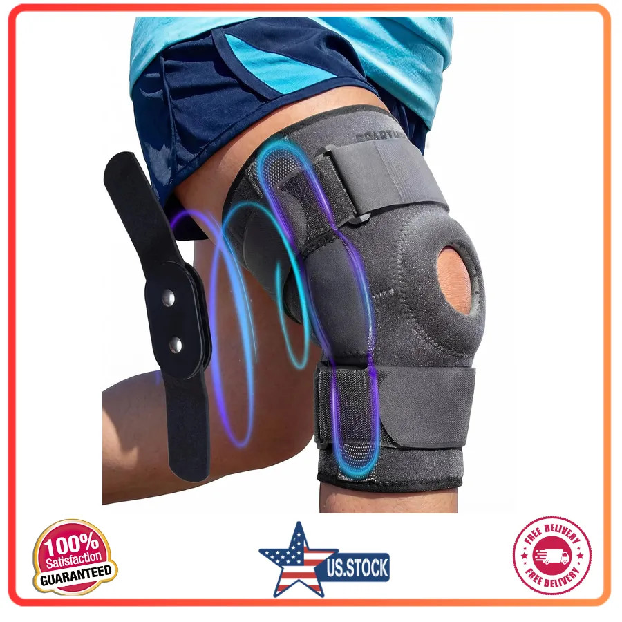 Sparthos Hinged Knee Brace Stabilizer Meniscus ACL MCL Pain Relief Gray Large