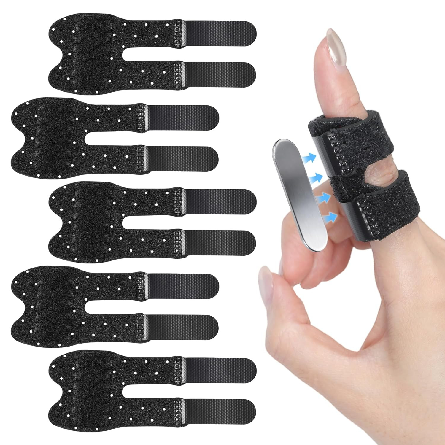 5 PCS Breathable Trigger Finger Splint, Adjustable Finger Brace, Thumb Brace for