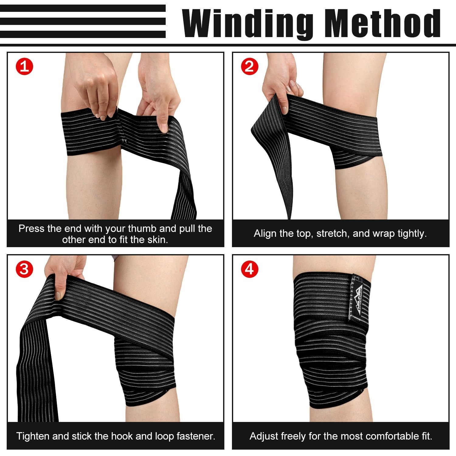 Versatile Compression Wraps for Legs – Adjusts for Men and Women, Black, 2 Pcs
