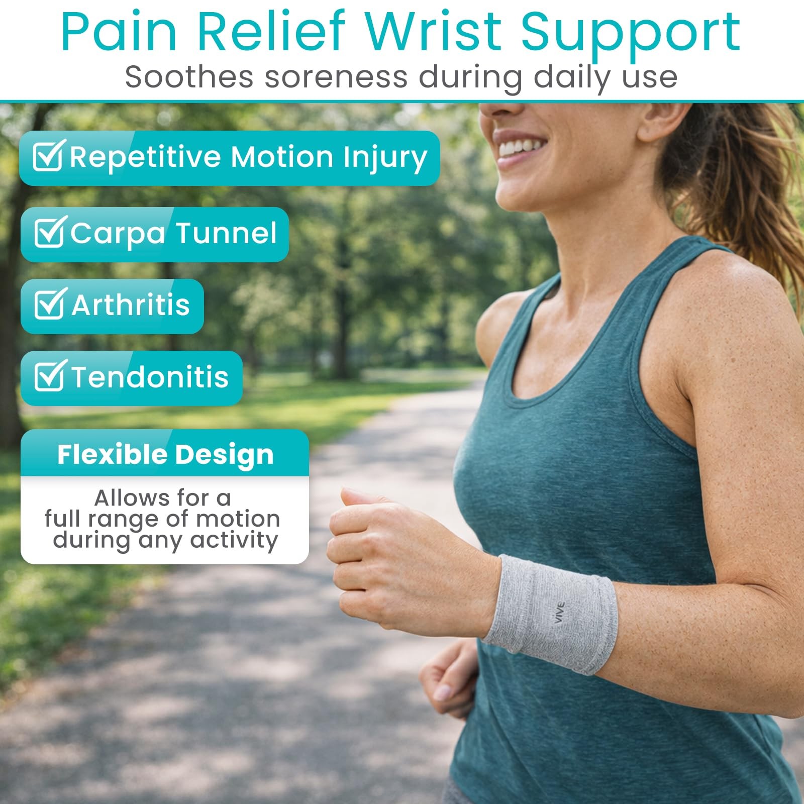 Vive Wrist Compression Sleeves for Women and Men (Pair) – Elastic Support Wri…