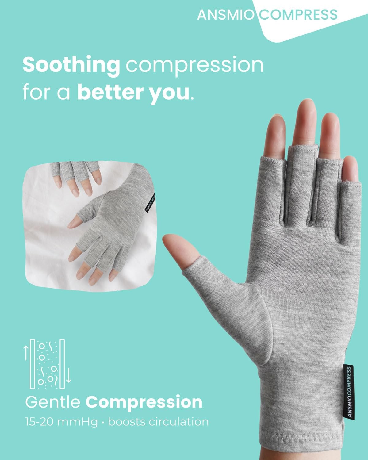 Rayon Derived from Bamboo Compression Gloves – Fingerless Arthritis & Carpal …