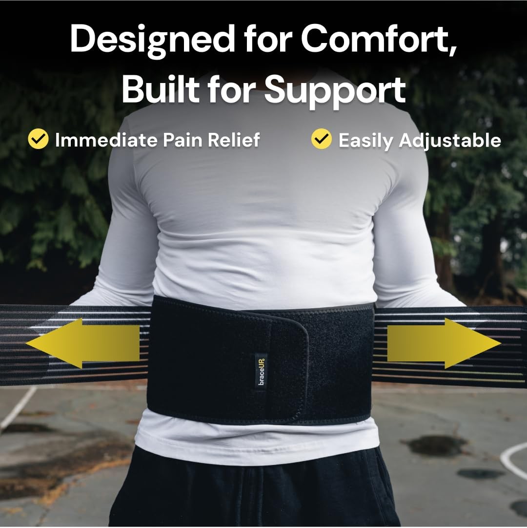 BraceUP Back Brace for Men and Women Lower Large/X-Large (Pack of 1), Black
