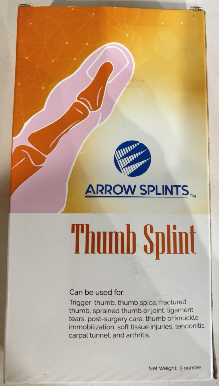 Lot Of 2 Thumb Splint Braces New Right & Left Thumb For Small & Large Hands