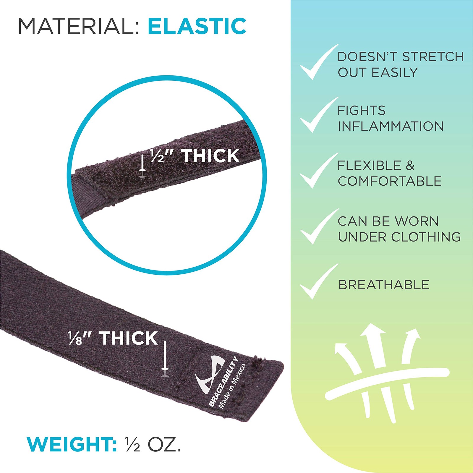 BraceAbility Epicondylitis Brace | Elbow Strap for One Size, Black
