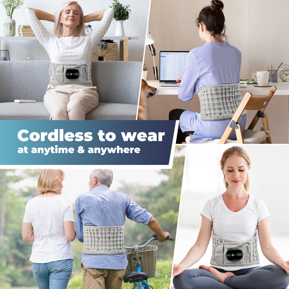 Inflatable Decompression Lower Back Belt Lumbar Support Heated Vibration Massage