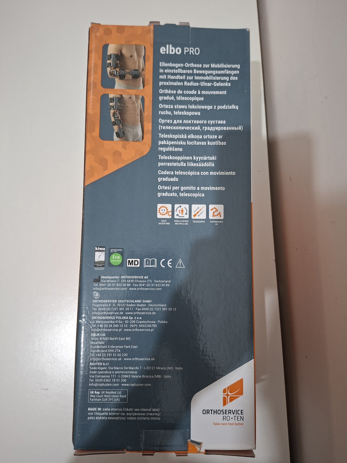 Elbow brace with adjustable angle.