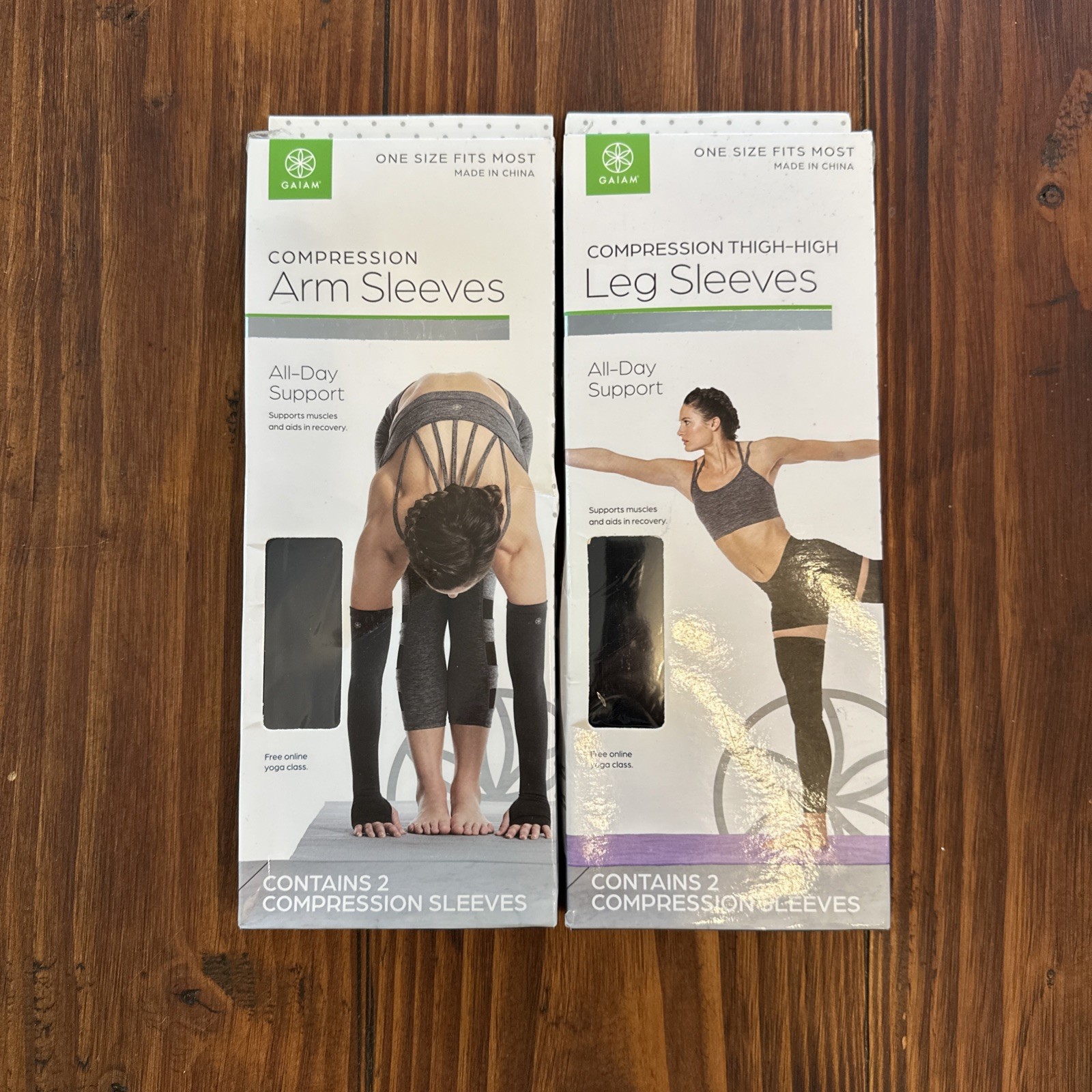Gaiam Compression Arm Sleeves And Thigh High Leg Sleeves New OSFM