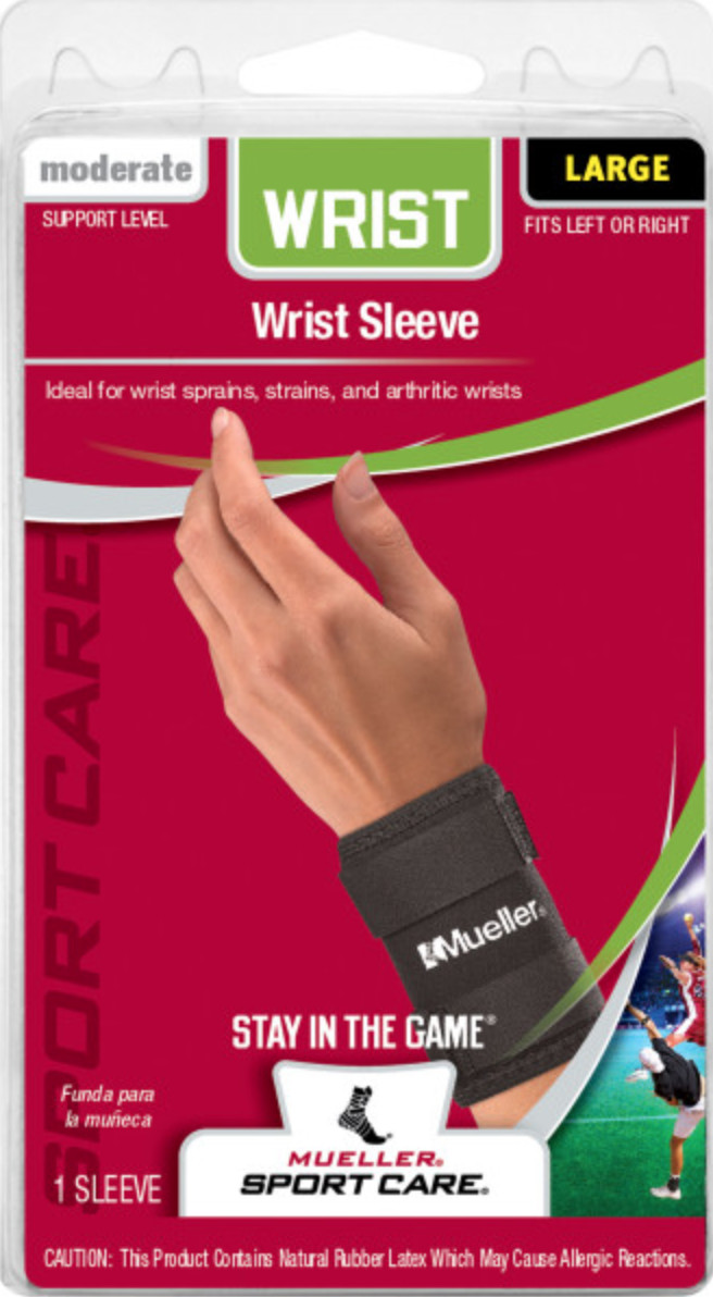 Mueller Wrist Sleeve Soft Neoprene Blend, Wraparound, Black