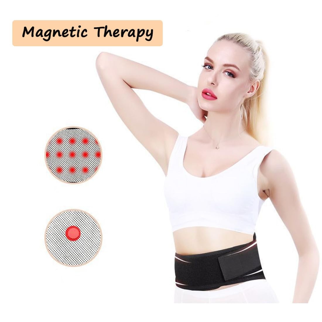 Heating Lower Back Brace Support Belt for Medium, Black, length 100cm