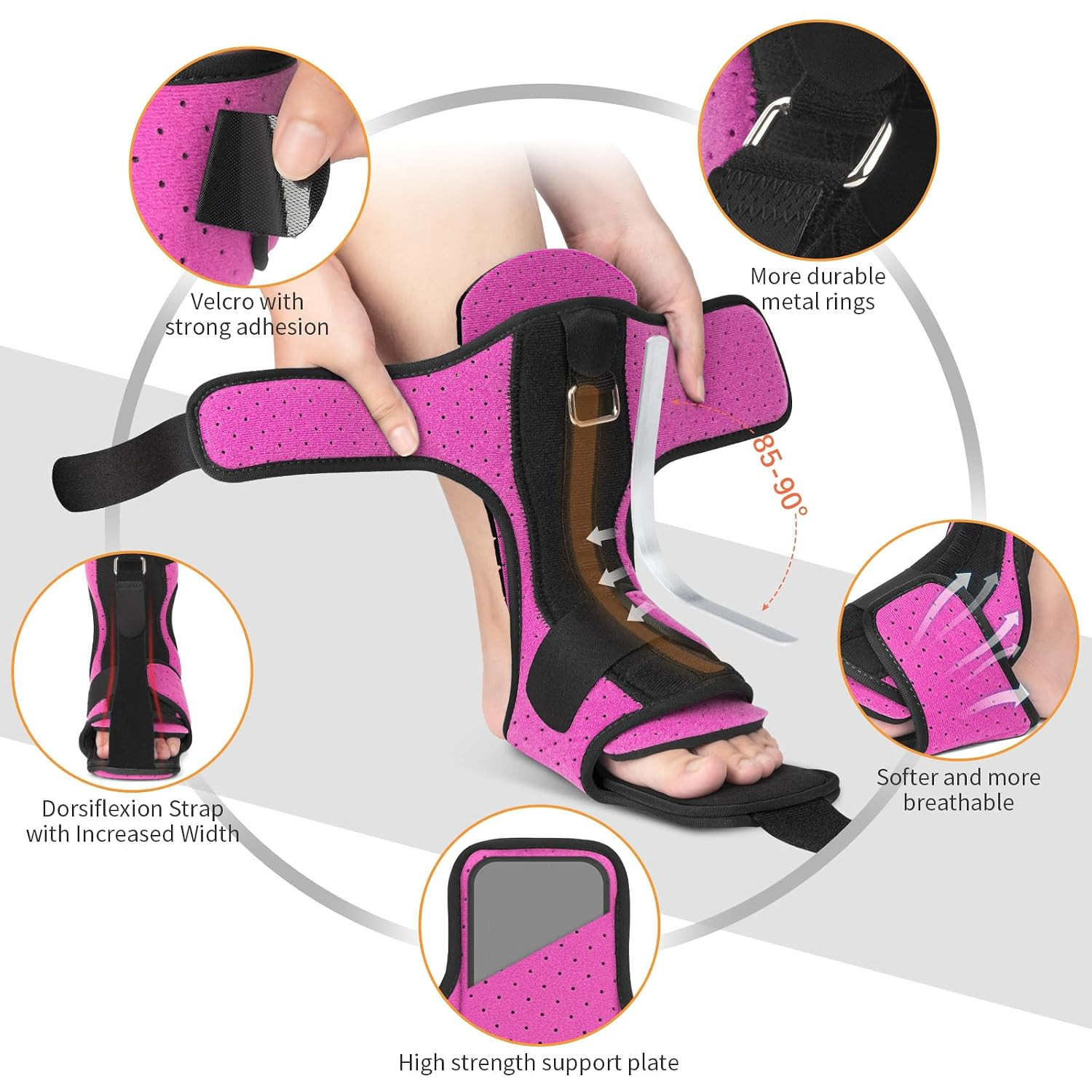 Plantar Fasciitis Night Splint: Adjustable Brace Witrarch Support | Dorsal Night