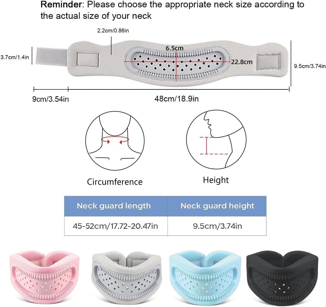 Neck Brace Cervical Collar Adjustable Neck Support Gray Memory Foam