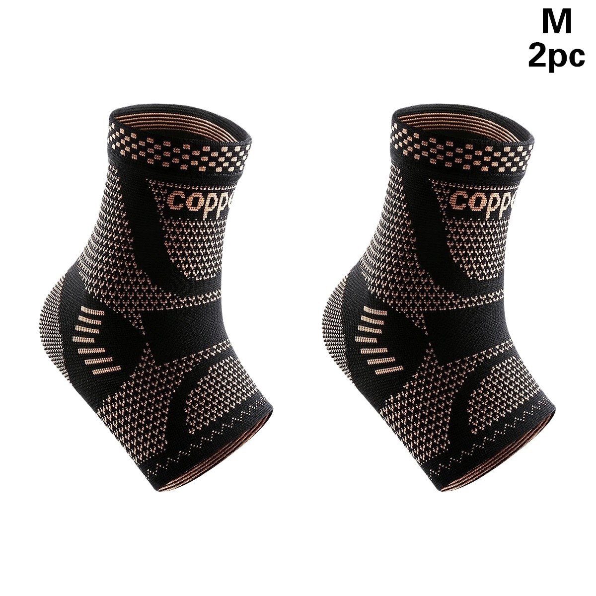 2 PCS Copper Ankle Support Brace Compression Strap Achilles Tendon Sprain Sports