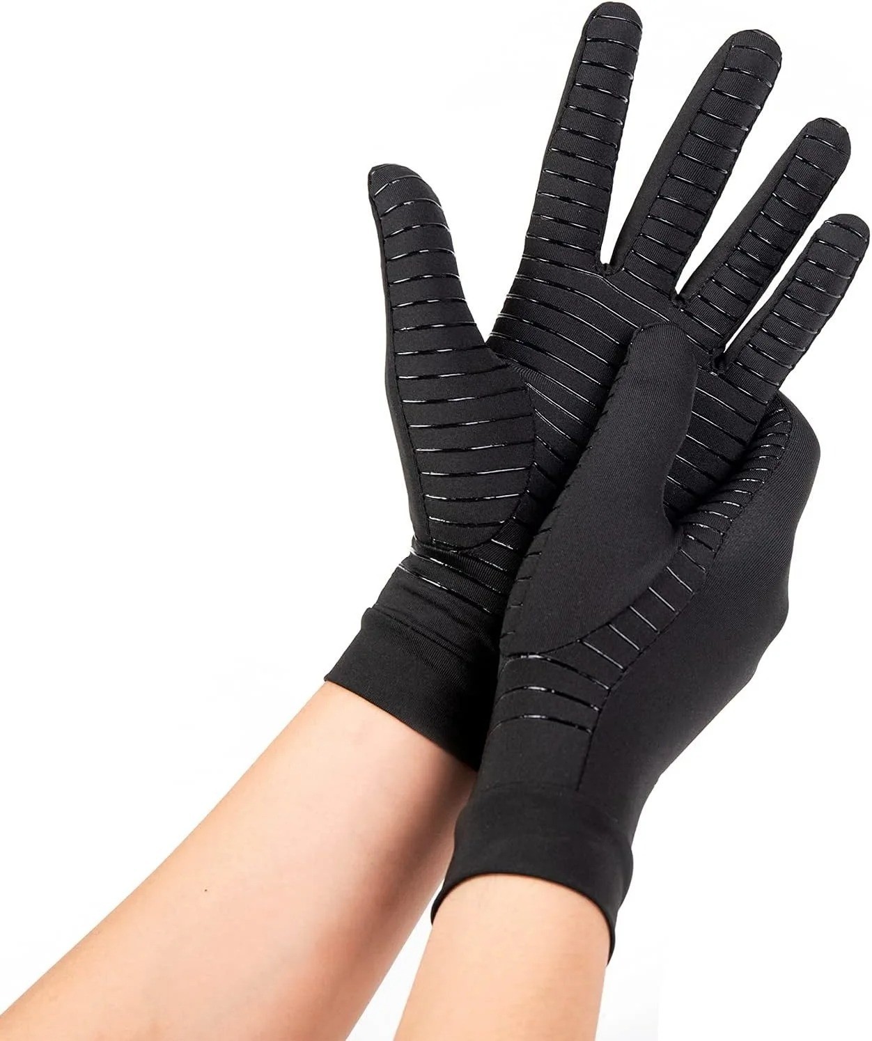 1 Pair Copper Compression Gloves Full Finger Arthritis Support Hand Pain Relief