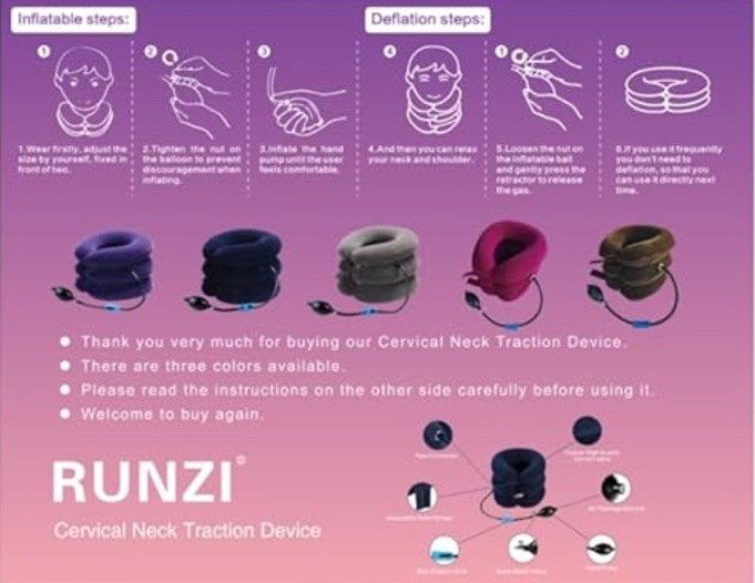RUNZI ~ Cervical Neck Traction Device Inflatable Neck Stretcher – OPEN BOX