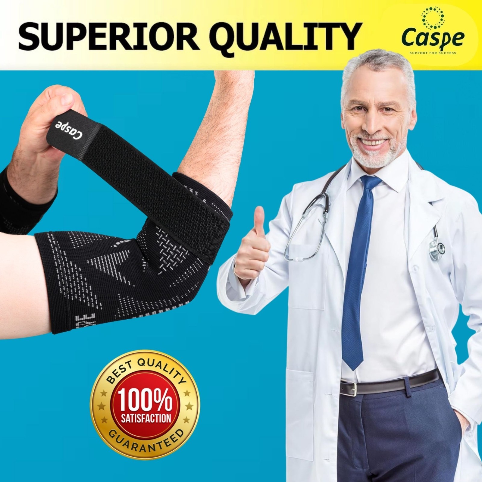 Caspe 2-Pack Elbow Sleeve Brace Wrap Adjustable Support Arm Arthritis Tendonitis