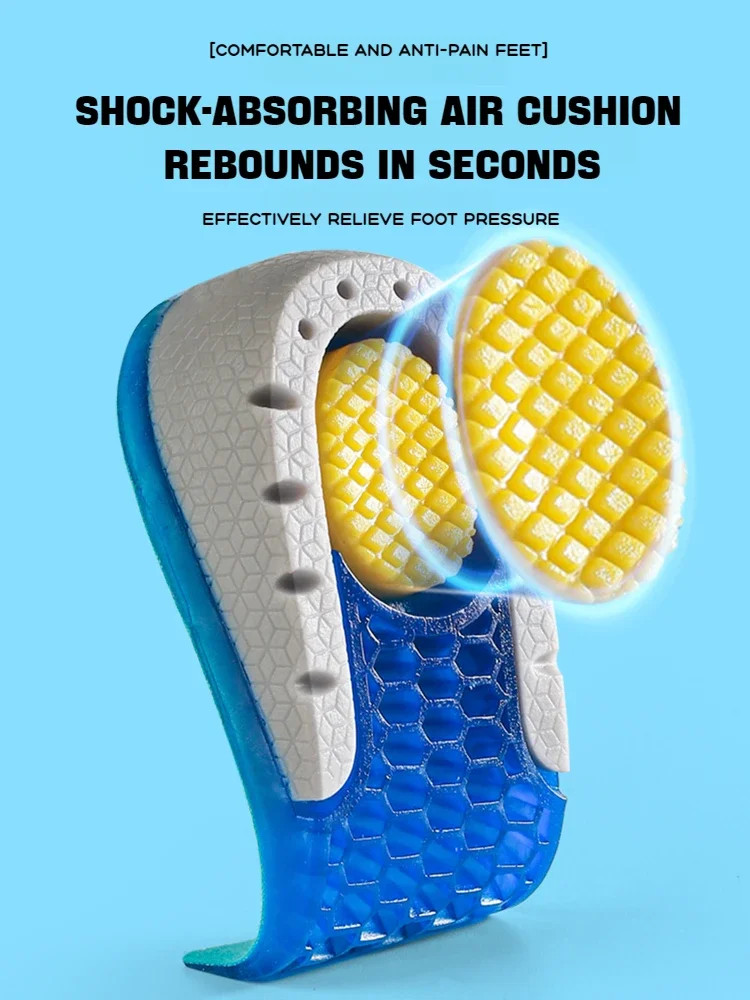 1Pair Gel Shoes Insole for Feet Silicone Invisible Height Increasing Insoles Non