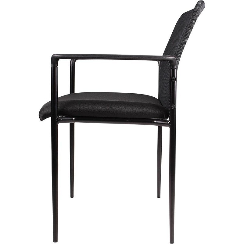 Stackable Contemporary Chair Tubular Steel Frames Molded Arm Caps Mesh Back New