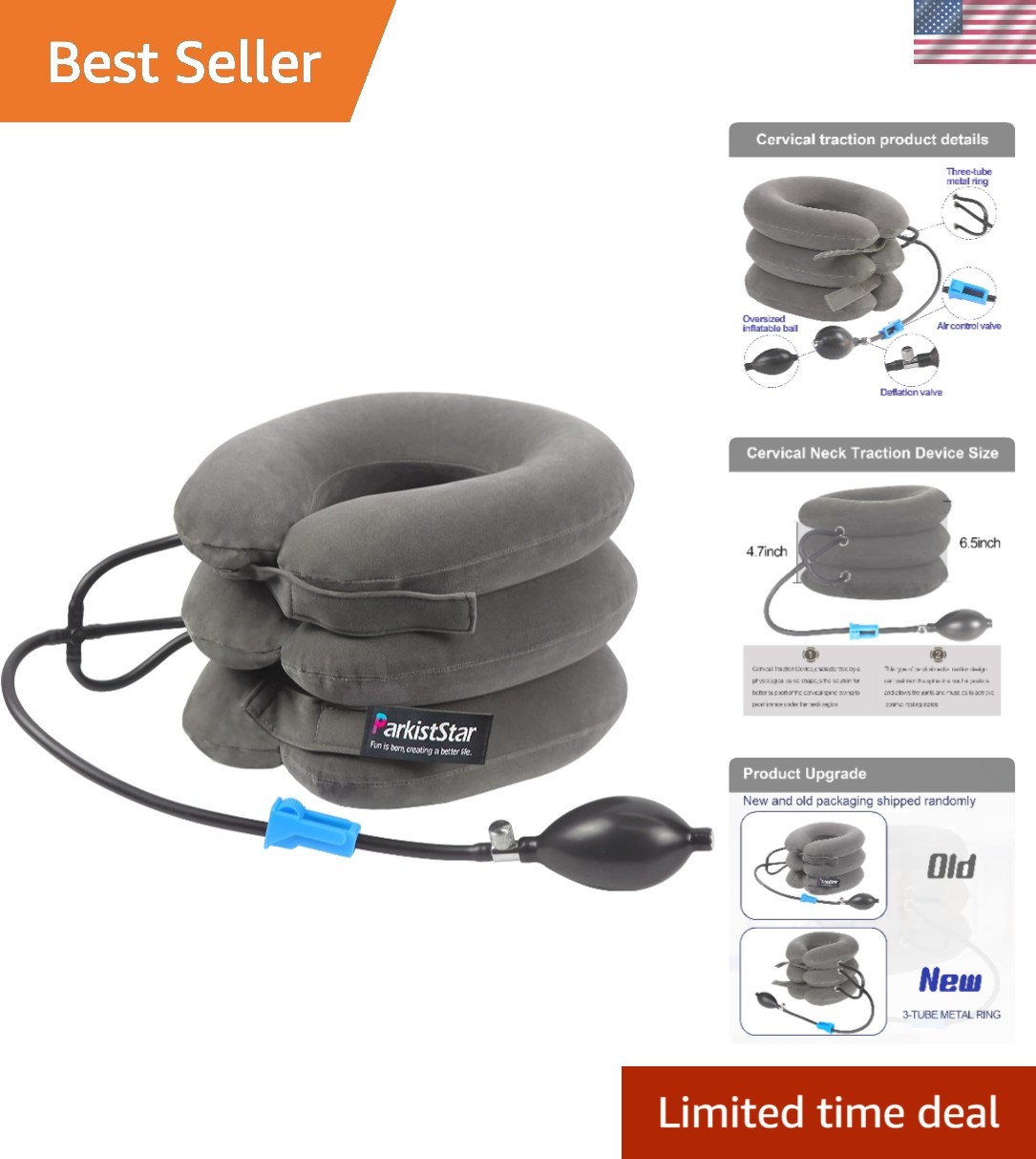 Cervical Neck Traction Device – Quick Inflation to Relieve Neck Pain & Improv…
