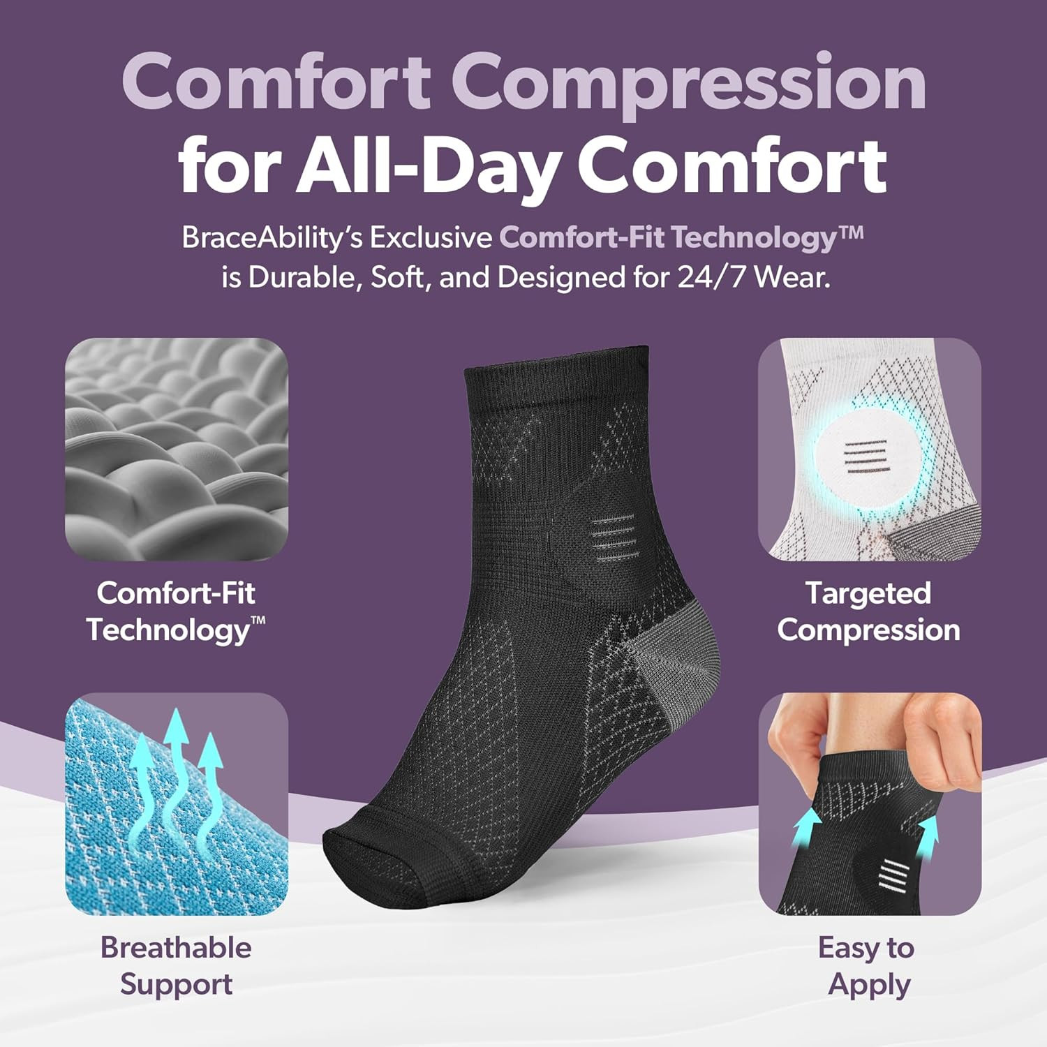 Braceability Neuropathy Socks (Pair) – Peripheral Neuritis Compression Diabetic