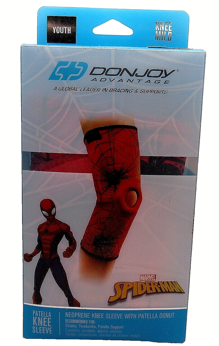 DonJoy Marvel Spider-Man Youth Neoprene Knee Sleeve Mild w/ Patella Donut