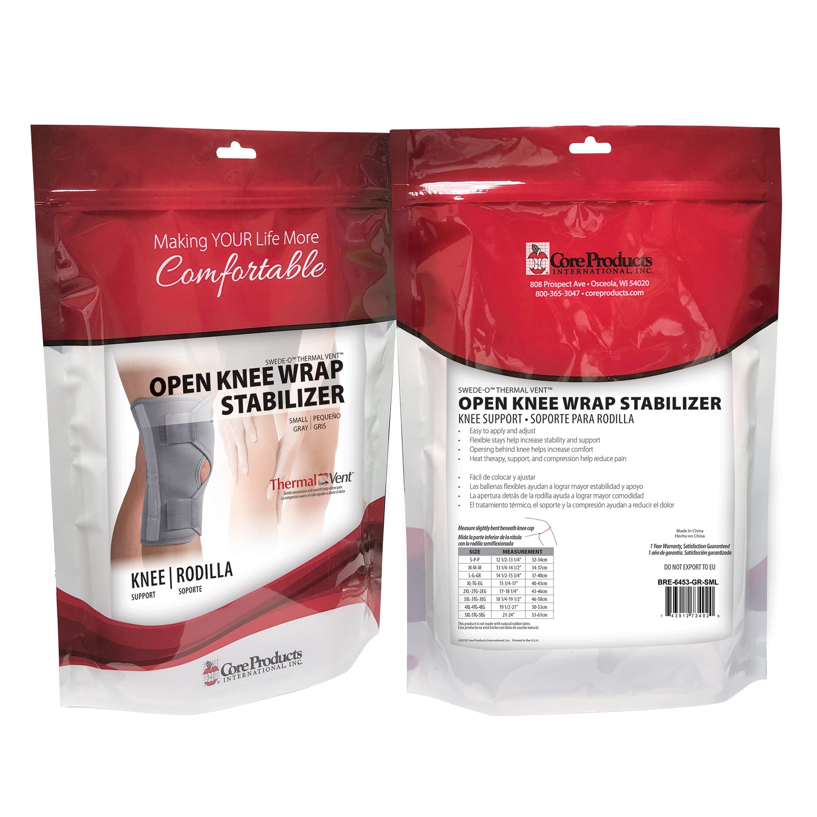 Swede-O Thermal Vent Open Knee Wrap Stabilizer – XXLarge NEW