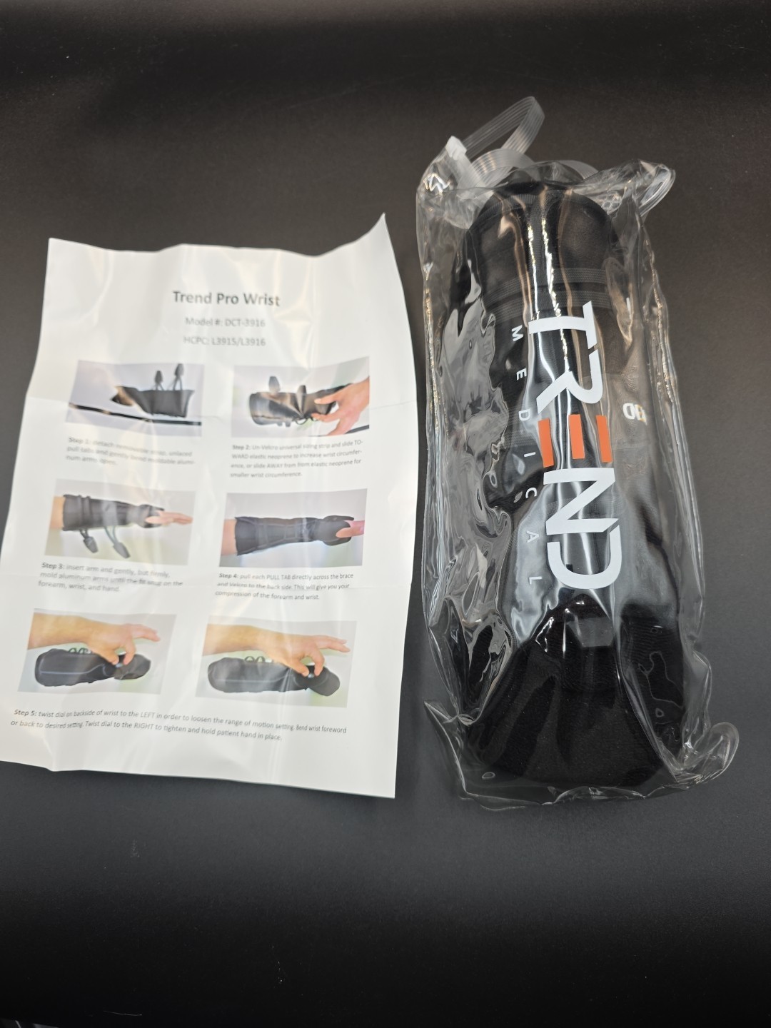 NEW! Trend Pro Wrist Brace. Universal Fit. Black. Carpel Tunnel. RA. Surgery.