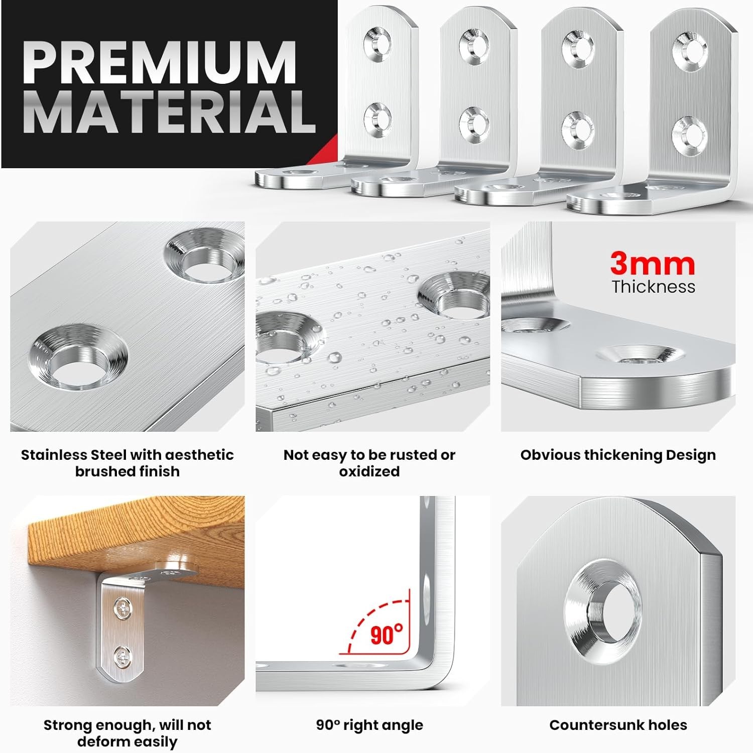 Stainless Steel Corner Brackets – 8 PCS, Easy Install for Secure Furniture Setup