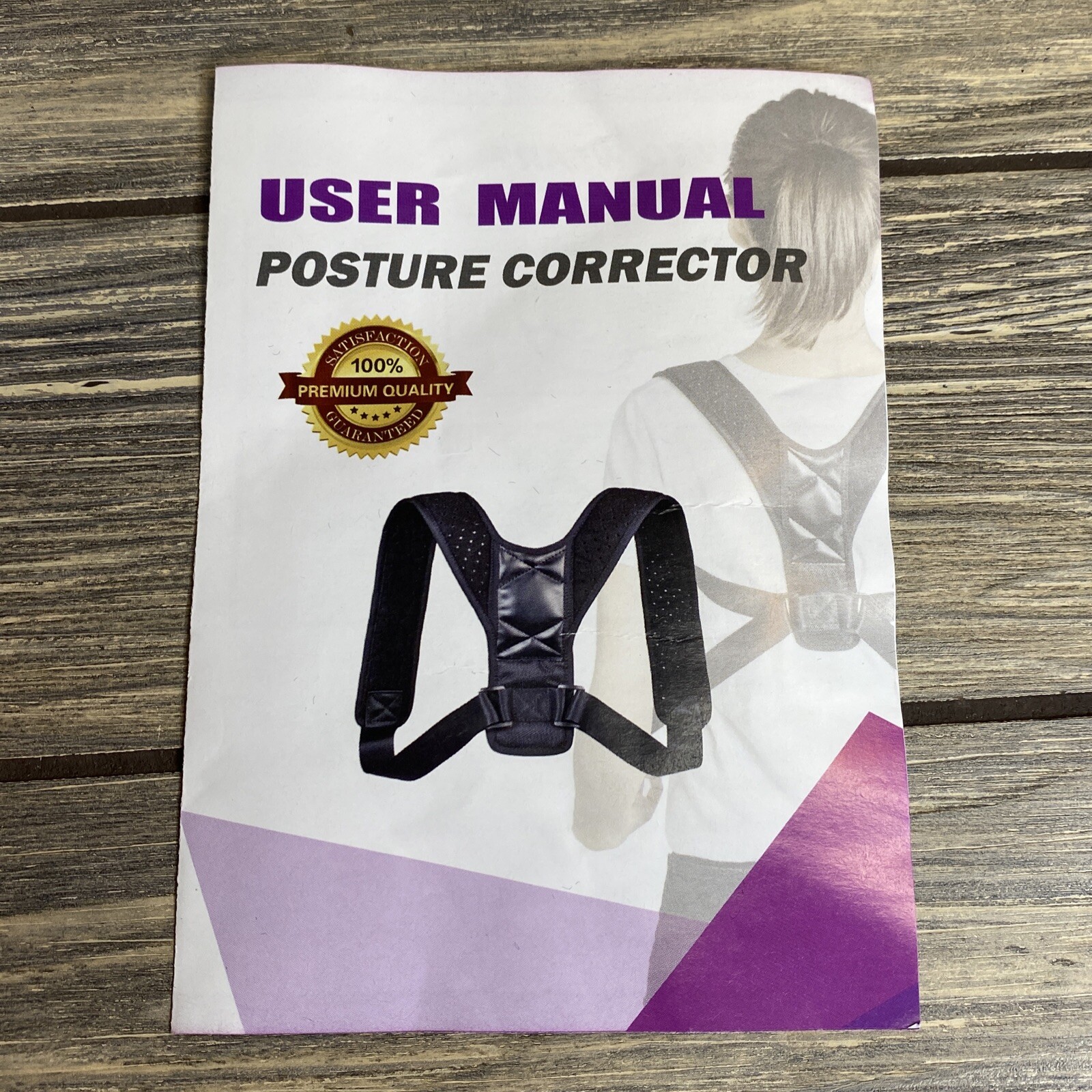 Simply Vigor Posture Corrector Shoulder Brace Adult Unisex Black Size Large