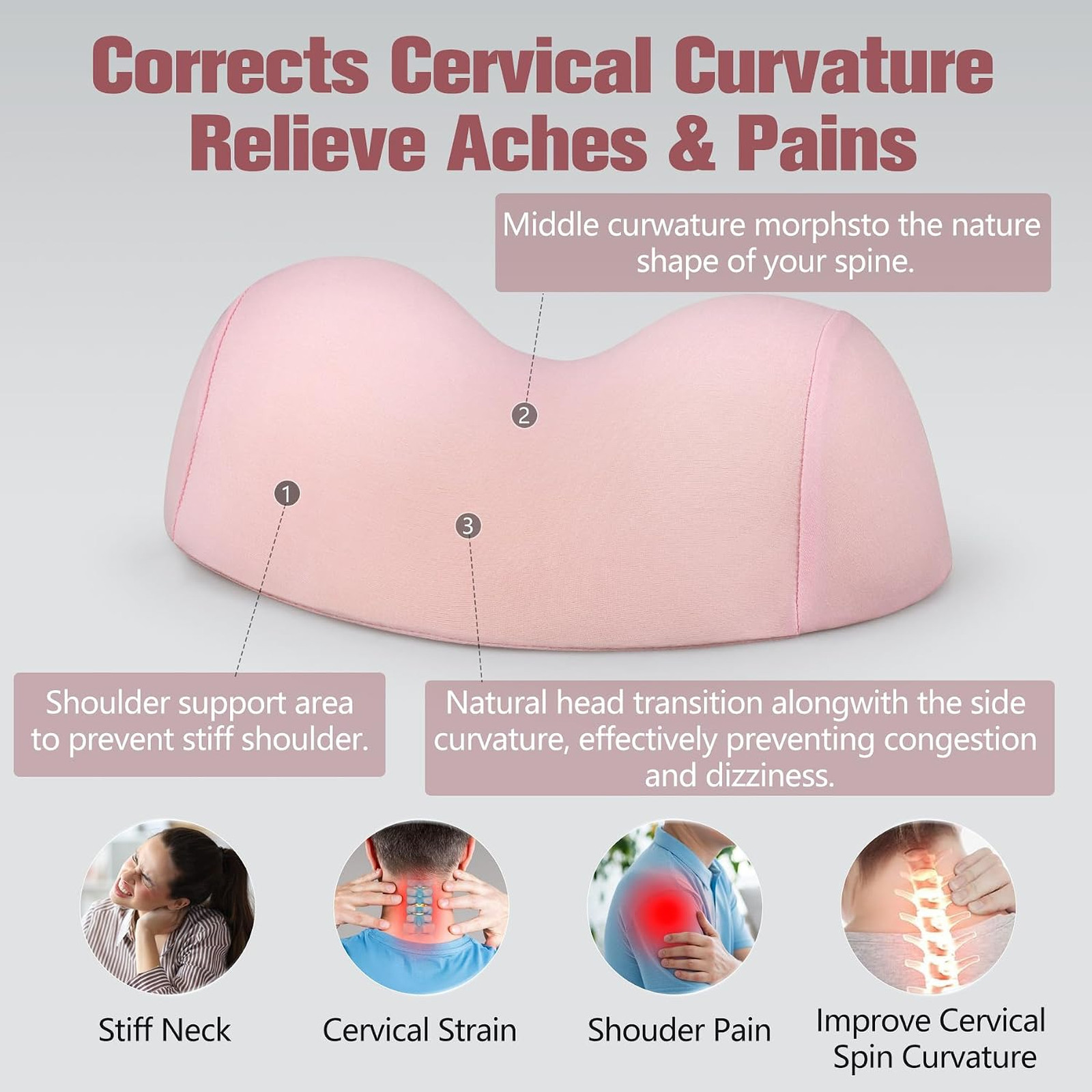 Small Neck Stretcher Pillow for Pain Relief, Cervical Traction Device, Memory