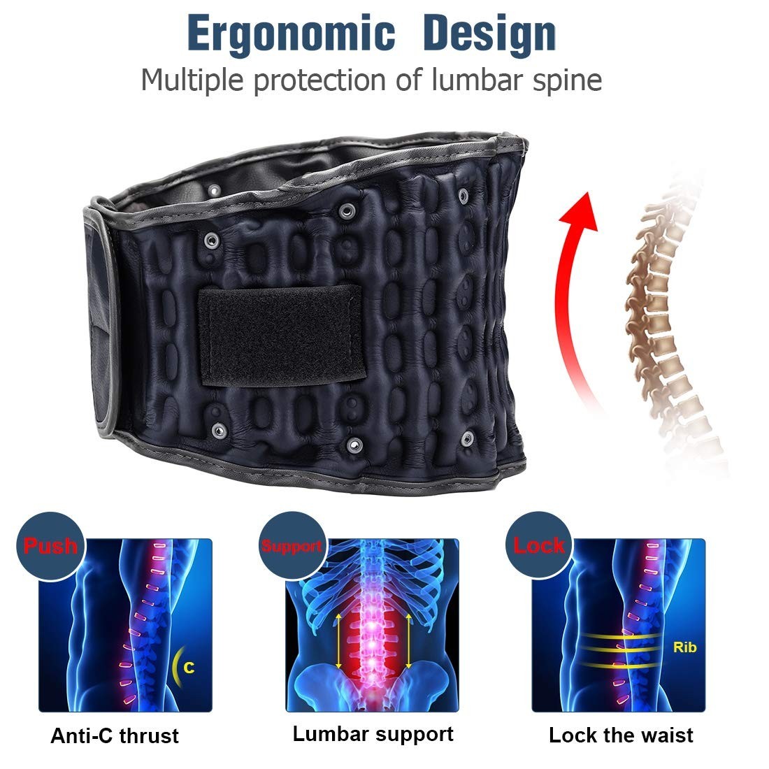 Decompression Belt Inflatable Lumbar Support for Lower Back Pain Relief – Inf…