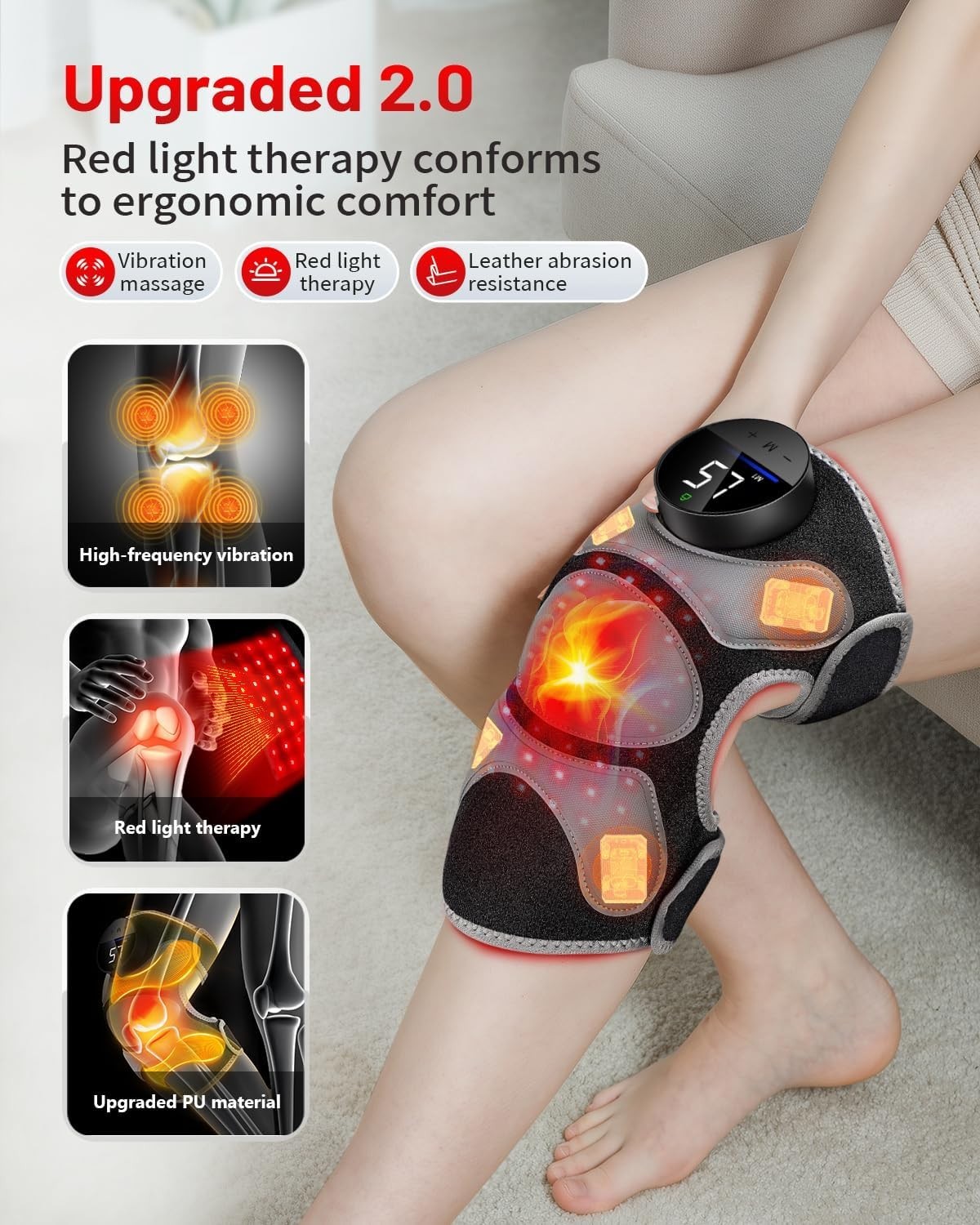 Wireless Adjustable Red Light Therapy Device for Knee, Elbow & Shoulder Relief