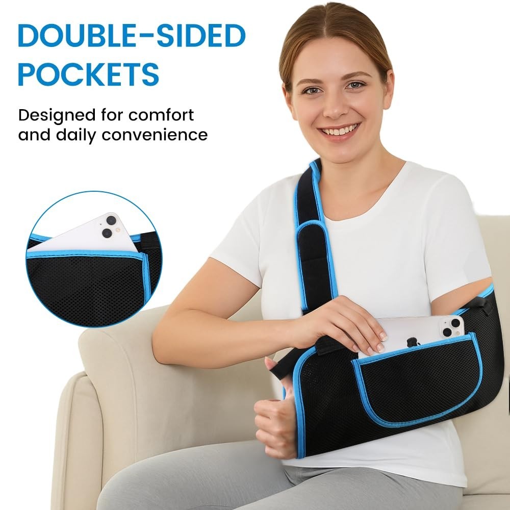 Adjustable Arm Sling Shoulder Immobilizer for Elbow & Wrist Injury Recovery, Com