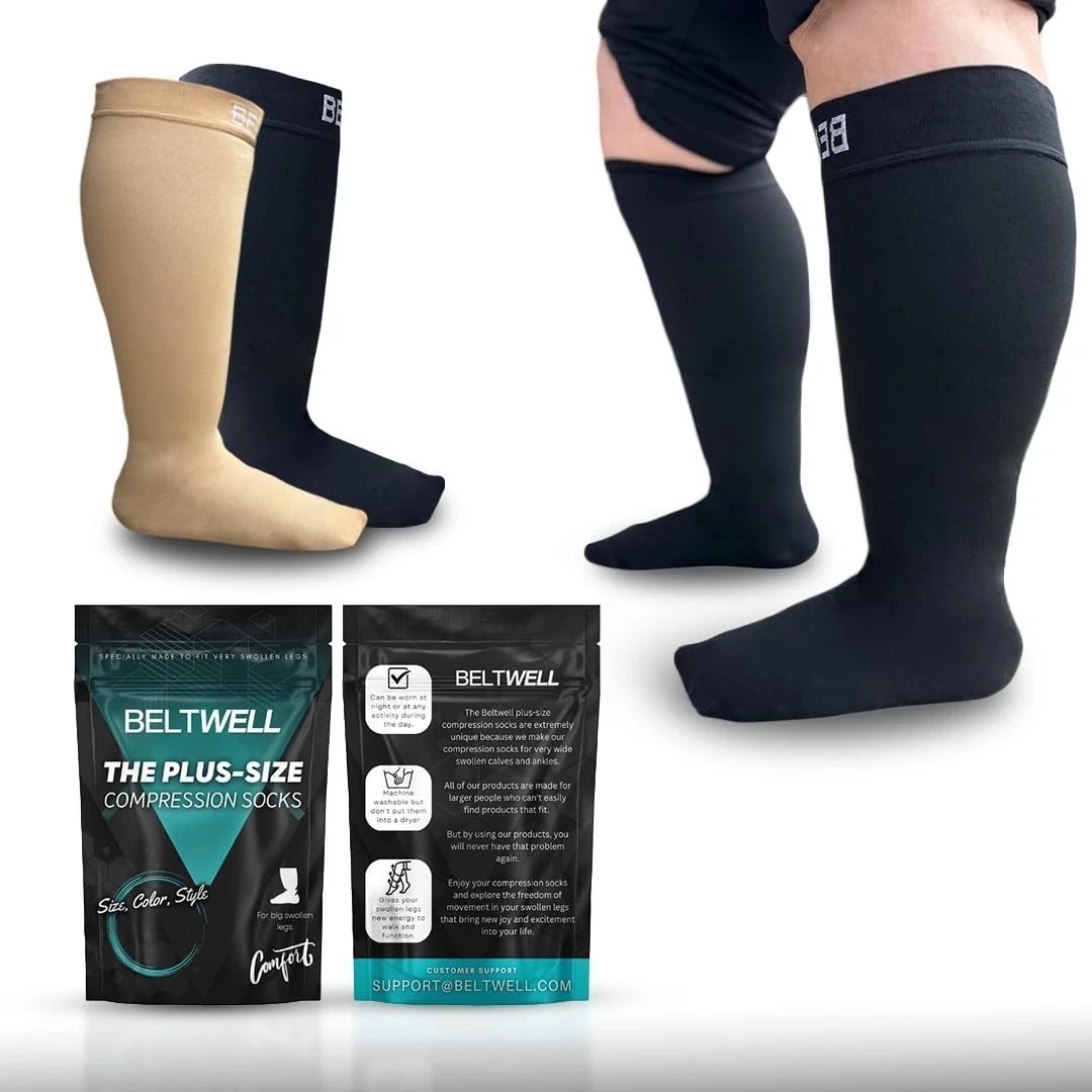 The Lymphedema Plus-Size AntiSlip Compression Socks For Big Swollen Legs SZ 8XLd
