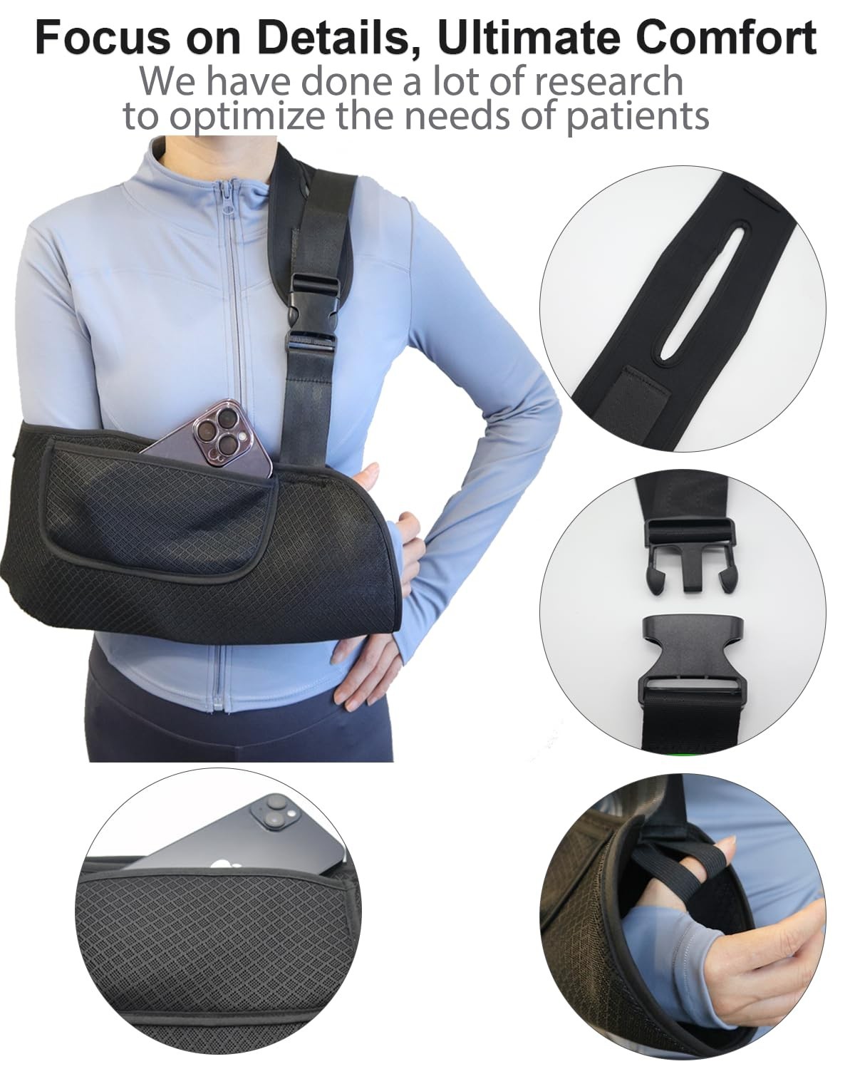 Arm Sling, Upgraded Straps, Ultimate Comfort, Convenient Pocket, Arm Sling Sh…