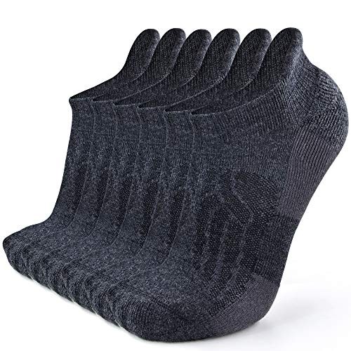 Merino Wool Compression Support Ankle Running Large-X-Large 6 Pairs Dark Grey