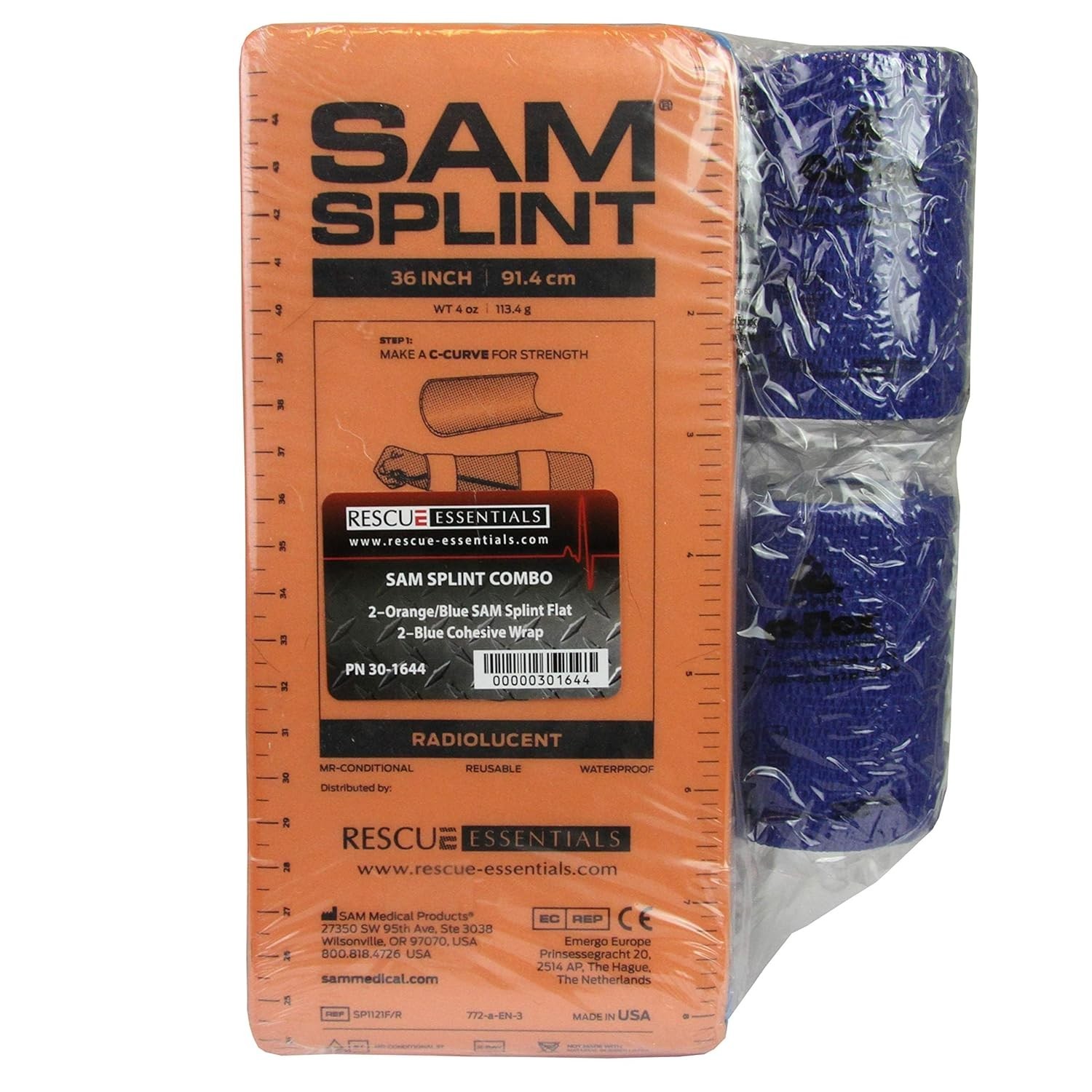 SAM Splint Combo Pack 4.25″x36″ Moldable Splints Cohesive Wrap 4-Piece Kit