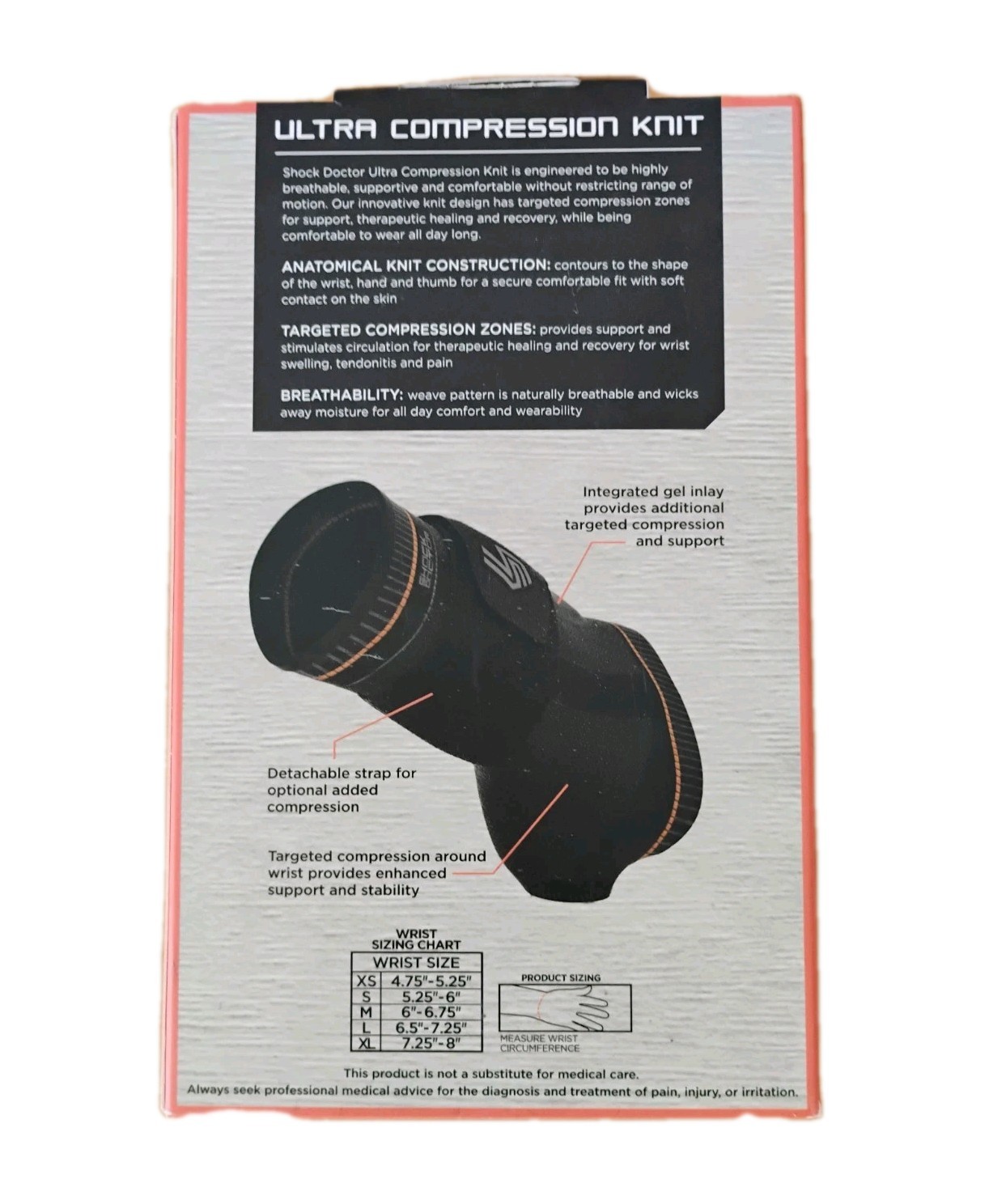 Shock Doctor Left Wrist Support with Gel and Strap Size XS 4.75″ – 5.25″ NEW