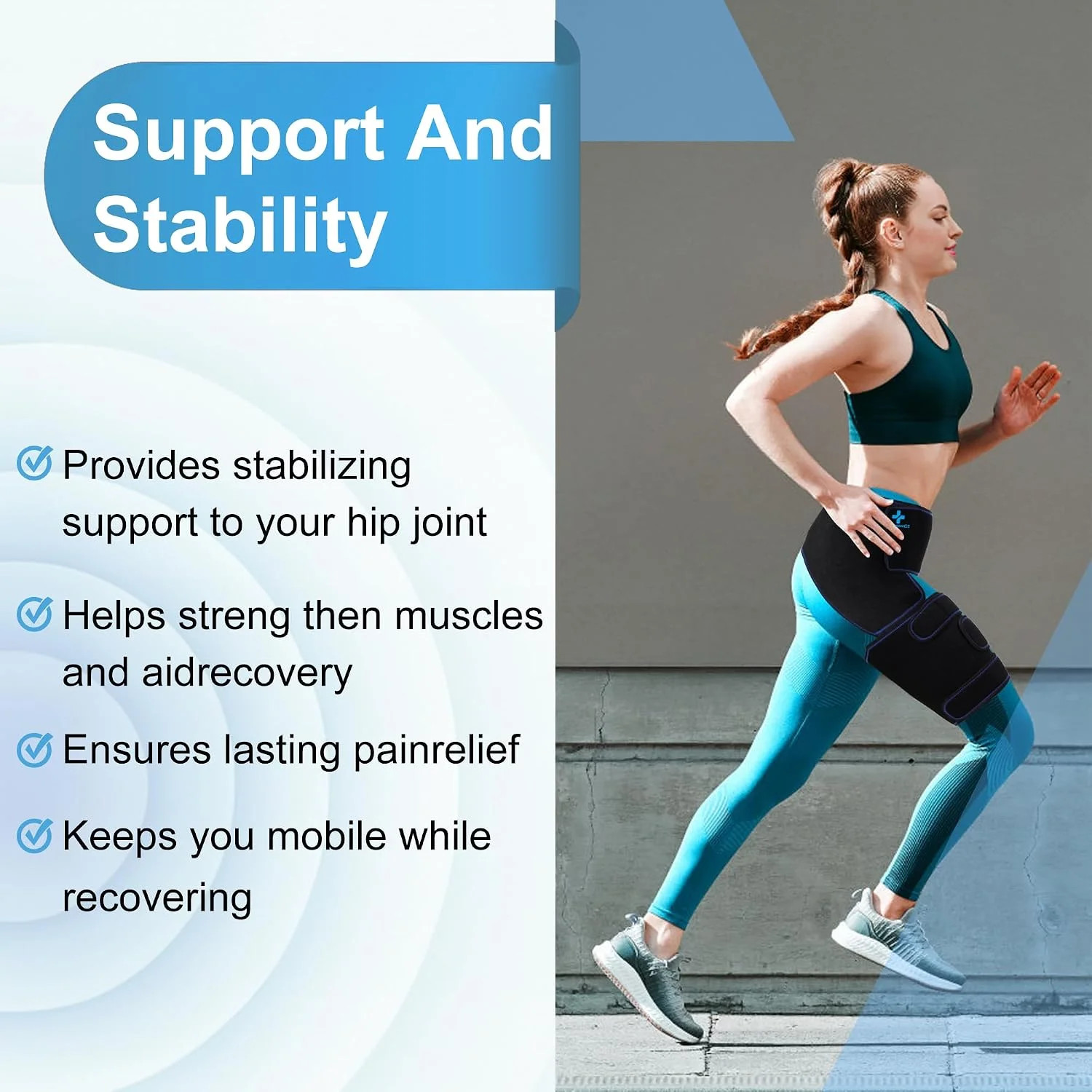 Hip Brace for Sciatica Pain Relief Devices Adjustable Hamstring,Thigh,Right