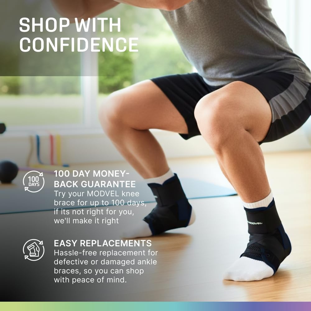 MODVEL Slim Lace Up Ankle Brace, Adjustable Ankle Braces for Men, Ankle Brace…