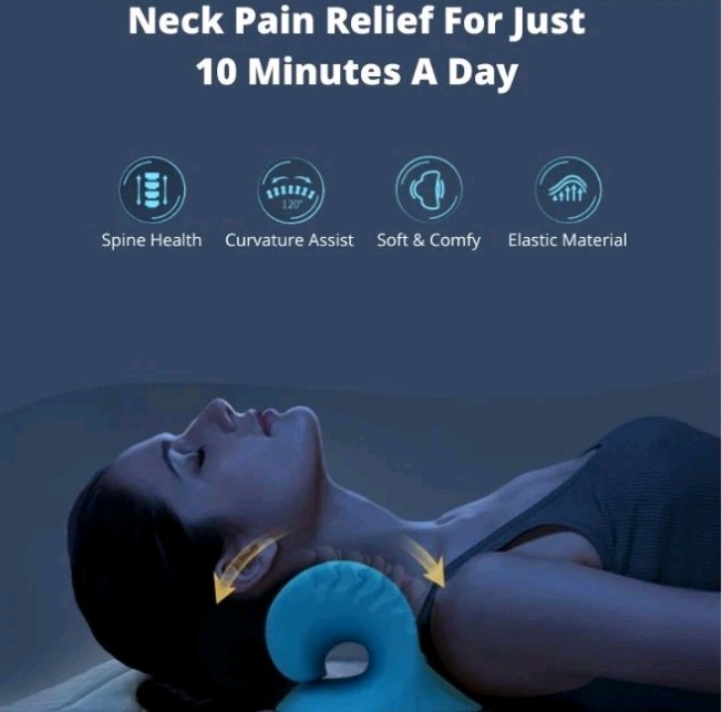 Neck Stretcher Cervical Chiropractic Pillow for Pain Relief Black