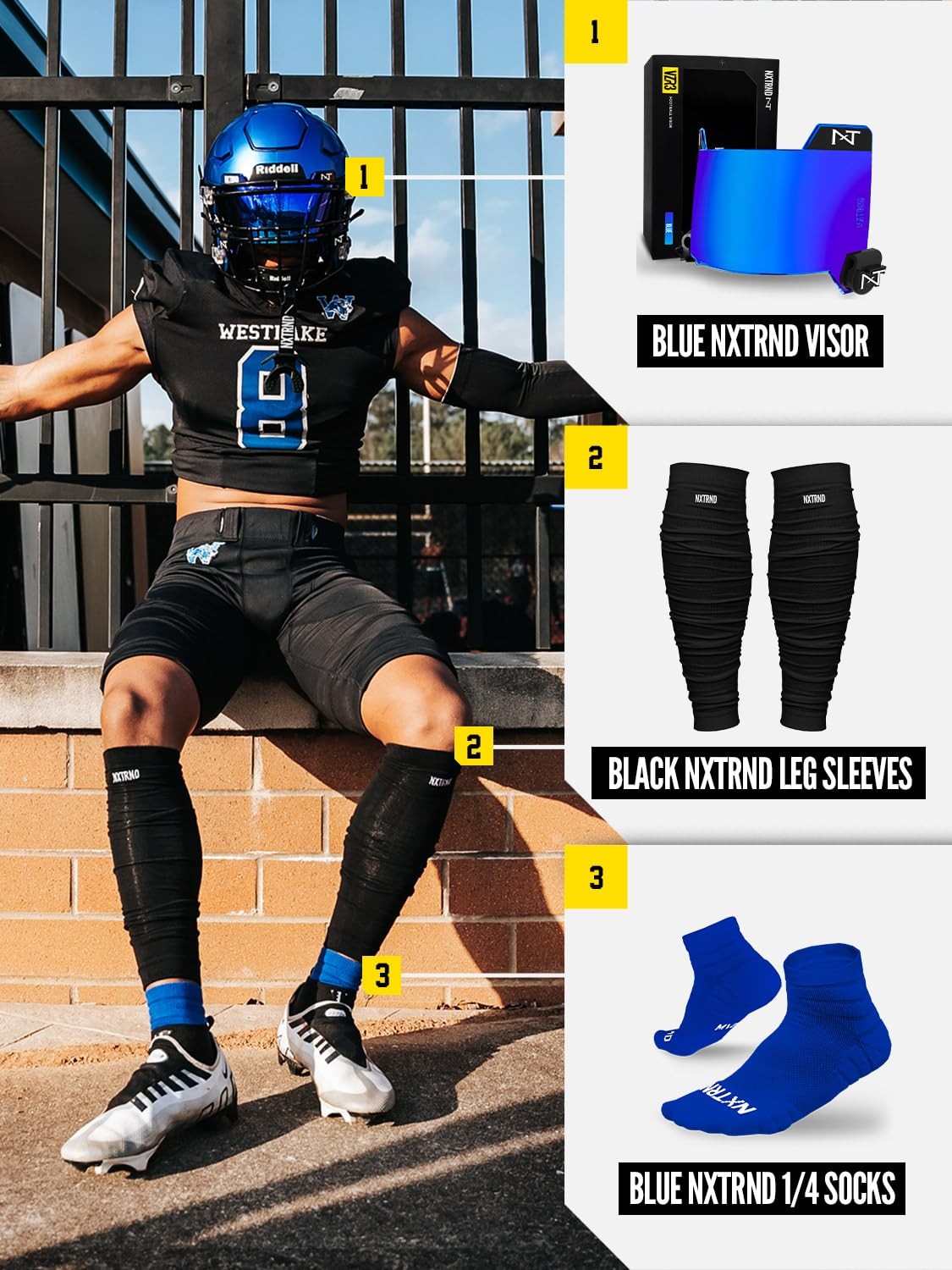 Nxtrnd Football Leg Sleeves, Calf Sleeves for Men & Boys, Sold as a Pair (Black)